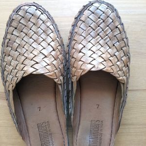Mohinders, Woven Slides in Natural Leather